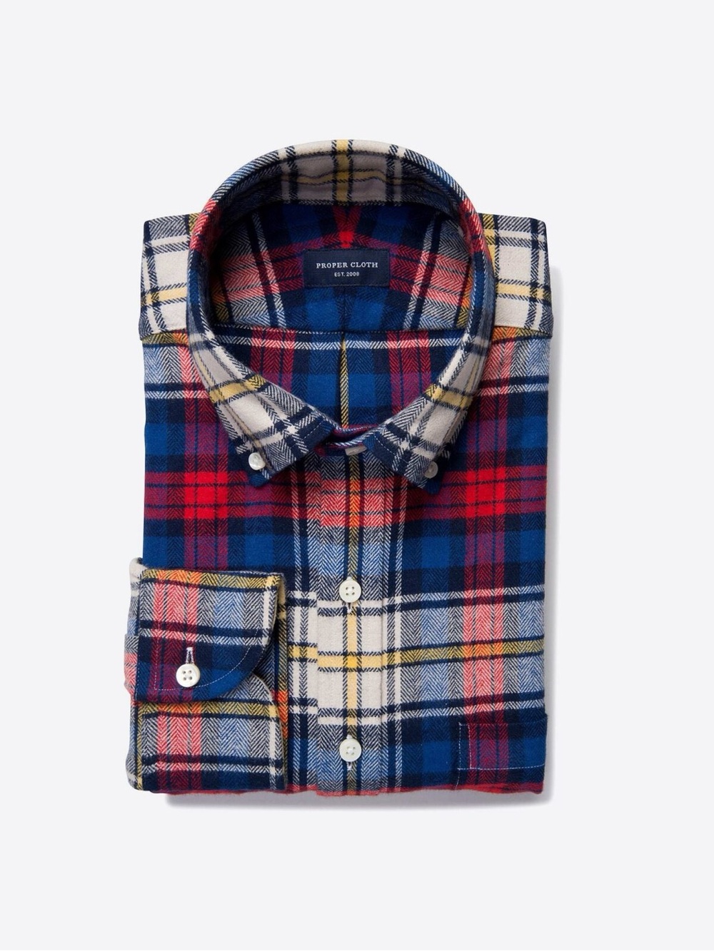 Proper Cloth Custom Red Blue Plaid Country Flannel Shirt Thick Cotton XL Short